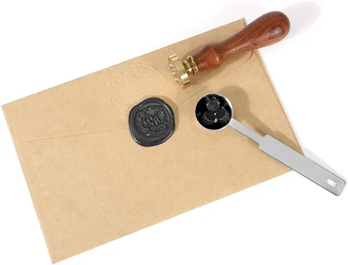 Miniatura 6 de Yoption - Juego de 300 cuentas de cera octágona, con 2 cucharas de fusión y 4 velas para sobres de invitación de boda, envoltura de regalo (negro)