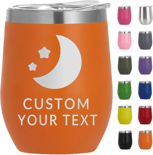 Miniatura 8 de Vaso de vino personalizado para mujer con tapa, grabado personalizado, aislados, de acero inoxidable, texto al vacío, regalos para café, vino, plata