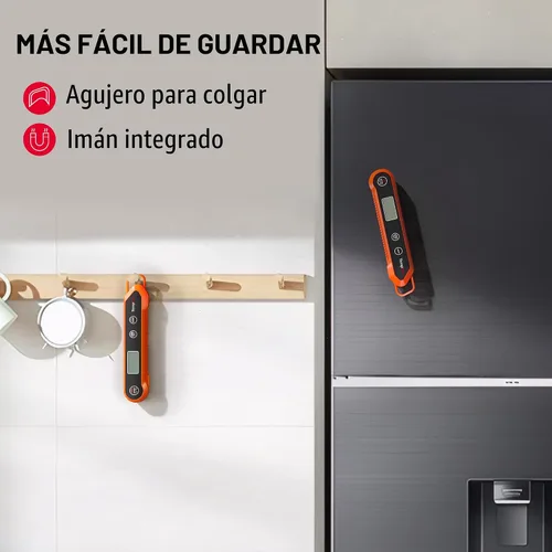 Miniatura 5 de TempPro Termómetro digital de lectura instantánea para carne, termómetro impermeable para alimentos con retroiluminación de calibración, para Naranja