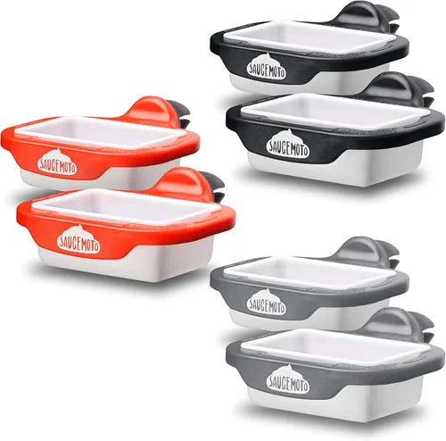 Miniatura 14 de Recipiente para salsa con clip Saucemoto Un soporte para salsas en el auto para salsa de tomate y salsas para sumergir. Como lo viste en Shark Gris