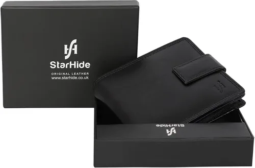 Miniatura 7 de STARHIDE Cartera de cuero real con cierre RFID para hombre 1180
