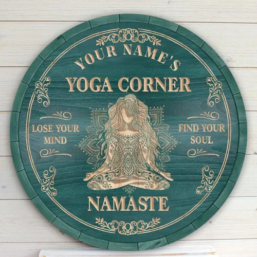 Miniatura 9 de Artsy Woodsy Placa de pared de madera personalizada para estudio de yoga, Zen Den, sala de meditación, espacio de atención plena, letrero Namaste, 01