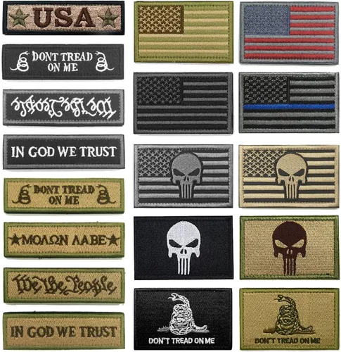 Miniatura 7 de WZT - Conjunto de 8 piezas de parches tácticos de moral con bandera americana, militar Transparente