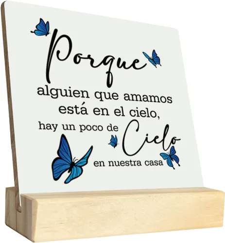 Miniatura 7 de Placa de madera de condolencia, regalo religioso español para la pérdida de un ser querido, soporte de madera, letrero de estilo español, regalo