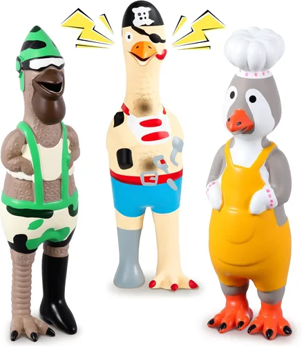 Miniatura 9 de Silipull 6 juguetes de goma chirriantes para perros, pollo gritando, látex, goma suave, masticar, juguetes molares interactivos divertidos