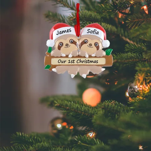 Adorno Personalizado de Perezoso 2025, Adorno de Árbol de Navidad Personalizado con Caracter de Perezoso, Decoración Personalizada para Árbol de