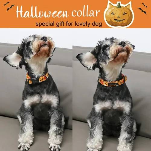 Miniatura 2 de Aring Pet Collar de algodón, ligero y ajustable, con hebilla de liberación rápida, para perros pequeños, medianos y grandes, Halloween, fantasma