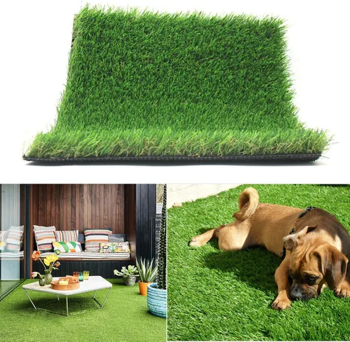 Alfombra de césped artificial gruesa y realista - Alfombra de césped sintético para interior y exterior, jardín, césped, paisaje - Alfombra gruesa
