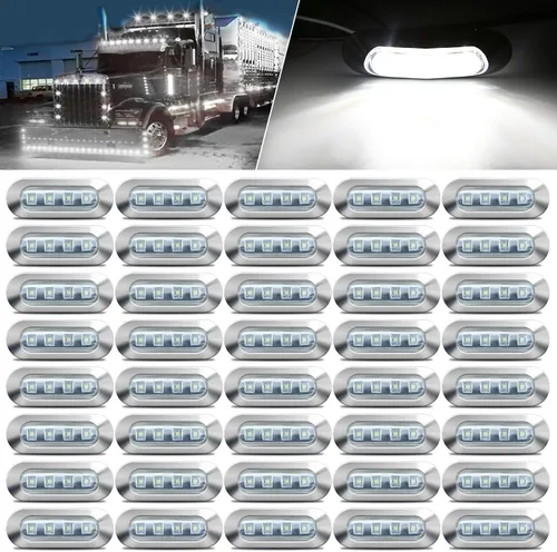 Miniatura 9 de ALFU 40 PCS Luces LED Ámbar DC 12-24V para Remolque, Luces Marcadoras Laterales Delanteras Traseras de Posición con Bisel Cromado para Remolque