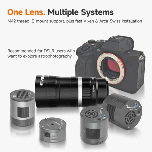 Miniatura 4 de SVBONY Lente de cámara SV535 APO Astro, lente de teleobjetivo F2.8, longitud focal de 4.134 in, compatible con fotograma completo, montura M42/E