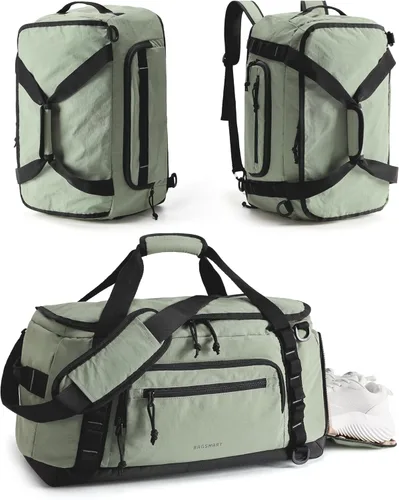 BAGSMART Mochila de gimnasio para hombres, deportes y viajes de fin de semana, bolsa de viaje convertible 4 en 1 con compartimento para zapatos y
