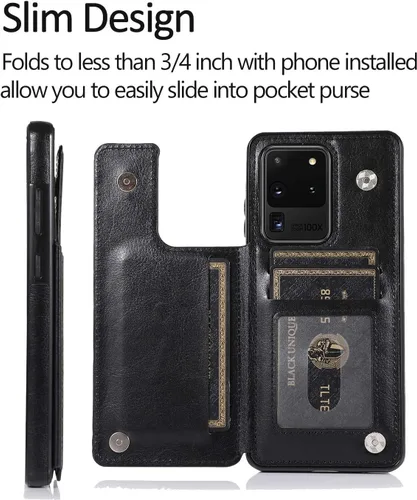Miniatura 3 de ZYZX Funda tipo cartera para Samsung Galaxy S20 Ultra (no S20), funda con tapa de piel sintética con tarjetero a prueba de golpes funda protectora