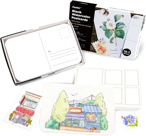 Miniatura 8 de Funto Postales de papel de acuarela en blanco, 50 tarjetas, 4 x 6, 140 libras/300 gsm, papel de arte pesado sin ácidos para notas de agradecimiento