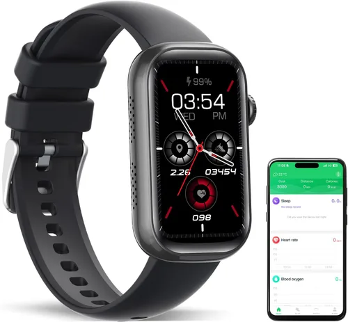 Rastreador de actividad física, reloj inteligente con frecuencia cardíaca dinámica 24/7, monitoreo de oxígeno en sangre, contador de sueño, Negro