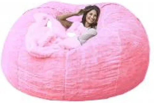 Miniatura 13 de DIOB Funda redonda para silla de puf, para adultos, adolescentes (relleno no incluido), silla de sofá gigante suave, cómoda silla de descanso