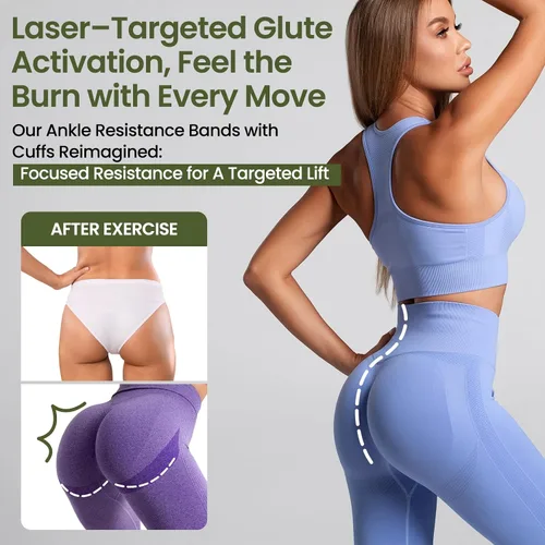 Miniatura 2 de VITEVER Bandas de Resistencia para Tobillo con Puños para Mujeres, Equipo de Entrenamiento de Piernas, Glúteos y Trasero para Gimnasio en Casa