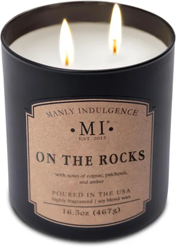 Miniatura 3 de Manly Indulgence On The Rocks Velas perfumadas para hombres, 2 mechas, 16.5 onzas, cera de mezcla de soja premium, 60 horas de combustión, velas