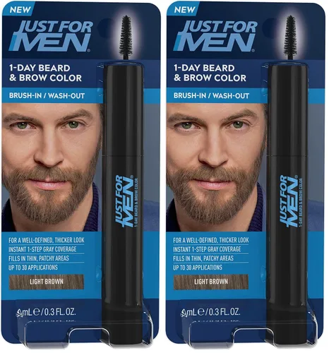 Miniatura 18 de Just for Men Color de barba y cejas de 1 día, color temporal para barba y cejas, para un aspecto más completo y bien definido, hasta 30 Marrón claro