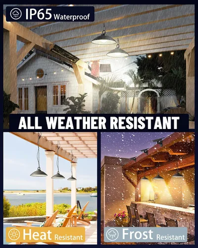 Miniatura 7 de Luces colgantes solares con control remoto, 3 colores, 2 modos de brillo, temporizador, lámpara de techo colgante para exteriores de 20 cm