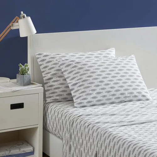 Miniatura 18 de Nautica - Sábanas tamaño King, juego de ropa de cama de percal de algodón, decoración casual para el hogar (Buoy Line Grey, King)