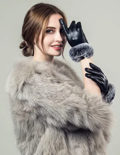 Miniatura 3 de Guantes táctiles Yiseven para mujer, fabricados con piel de cordero
