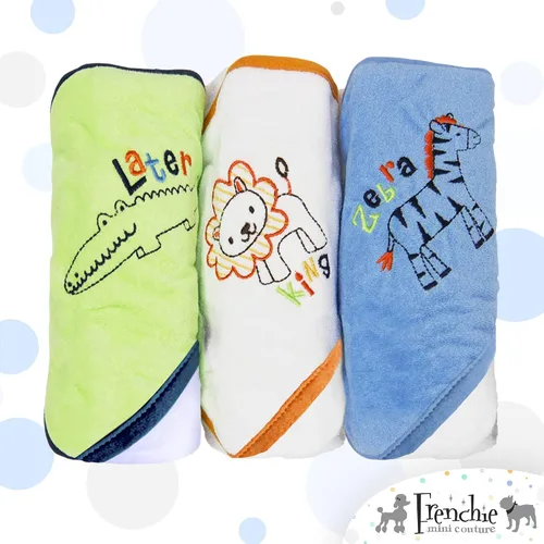 Miniatura 2 de Frenchie Mini Couture, Toallas de baño con capucha para bebés, 80% algodón/20% poliéster, diseño de animales salvajes, juego de toallas de baño