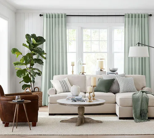 Miniatura 6 de Cortinas de Lino Verde Aguamarina con Trabillas Traseras de 84 Pulgadas de Largo para Sala de Estar, 2 Paneles con Bolsillo, Cortina Filtrante