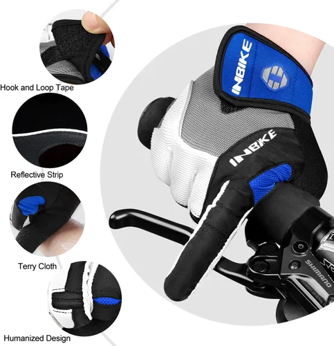 Miniatura 5 de INBIKE Guantes de ciclismo para hombre acolchados de gel de 0.197 in transpirables y resistentes al desgaste