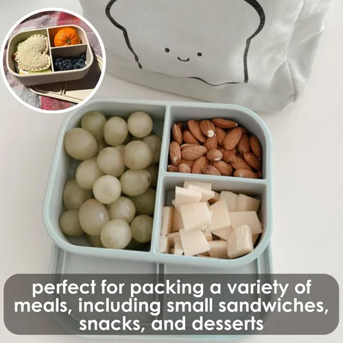 Miniatura 8 de Ali+Oli Caja de Bento de Silicona (Azul) Lonchera para Niños, Pequeños, Preescolares y Adultos Sin BPA y a Prueba de Derrames Ideal para Escuela
