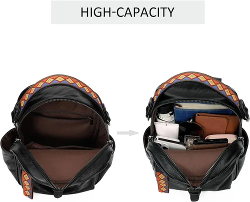 Miniatura 5 de KL928 Mochila pequeña para mujer, mochila de hombro a la moda, Negro -, Mochilas Daypack