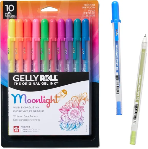 Miniatura 8 de SAKURA Gelly Roll Moonlight 25 Pack, 06 Punta fina, Bolígrafos de tinta de gel opacos brillantes, tinta cremosa y suave, escribe sobre papel oscuro