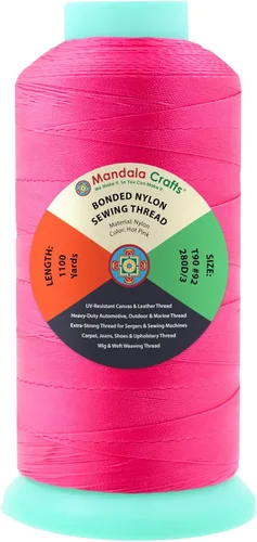 Miniatura 172 de Mandala Crafts - Hilo de nailon para coser cuero, tapicería, mezclilla y para trenzar el pelo; resistente, 1500 yardas, tamaño 69 T70 Marrón