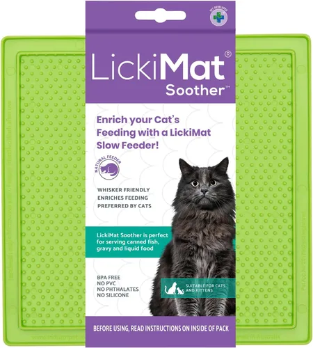 Miniatura 18 de LickiMat Chupete clásico, tapete para lamer lento para gatos, reductor de ansiedad y aburrimiento; perfecto para alimentos, golosinas, yogur