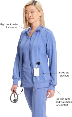 Miniatura 25 de Infinity by Cherokee 2391A - Chaquetas médicas con cremallera frontal para mujer, tela elástica en 4 direcciones
