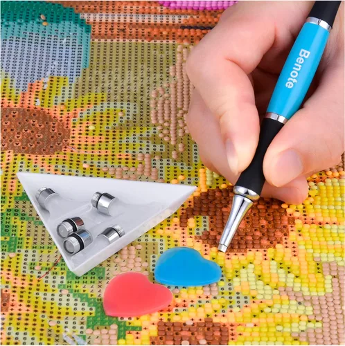 Miniatura 7 de benote Bolígrafo ergonómico de pintura de diamante con doble punta de rosca de metal de goma, bolígrafo redondo y cuadrado para arte, manualidades