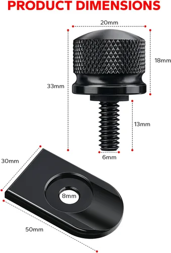 Miniatura 6 de Amazicha Cubierta de perilla de montaje de tornillo de lengüeta negra para Harley Touring 1996-2026