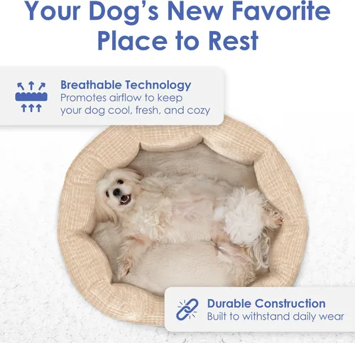 Miniatura 2 de American Kennel Club Cama para perro de 26 pulgadas, textura de palomitas de maíz, lavable, antideslizante, para perros medianos y grandes