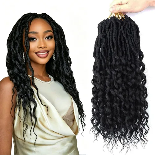 Miniatura 6 de Extensiones de cabello de rizos profundos de 14 pulgadas, 8 paquetes, Rizos tejidos en crochet suaves con puntas rizadas, Rizos de diosa tejidos