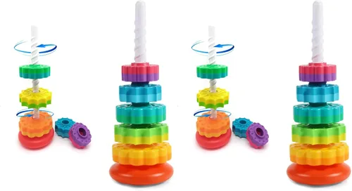 Miniatura 9 de LUCKFUTURE Juguetes educativos giratorios apilables, anillos apilables de arco iris, juguete de aprendizaje sensorial Montessori para niñas y niños