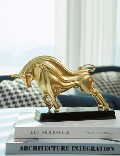 Miniatura 8 de HAUCOZE Wall Street - Estatua de toro de animal, figura de la suerte, regalo moderno para decoración del hogar, arte para sala de estar, poliresina