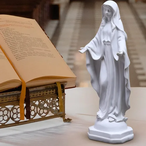 Miniatura 4 de QIANLING Estatua de Virgen María de 12 pulgadas para exteriores, decoración de patio, estatua religiosa al aire libre, protección solar, estatua