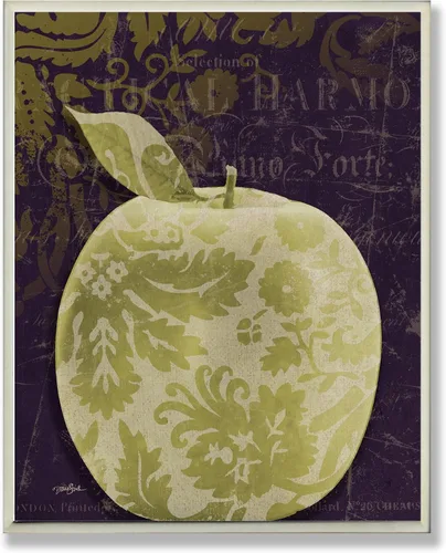 Miniatura 8 de The Stupell Home Decor Collection Damasco Offset Gold Pear Placa de pared para cocina
