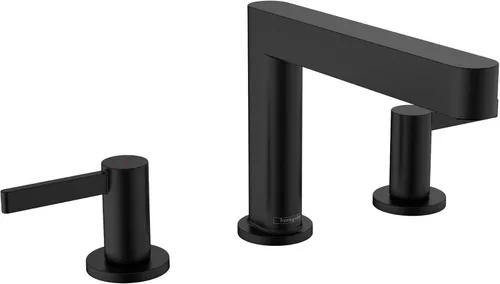 hansgrohe Finoris 76033671 - Grifo de lavabo de baño de 2 asas, 3 agujeros para tocador, 1.2 GPM, negro mate, 76033671 Mate negro