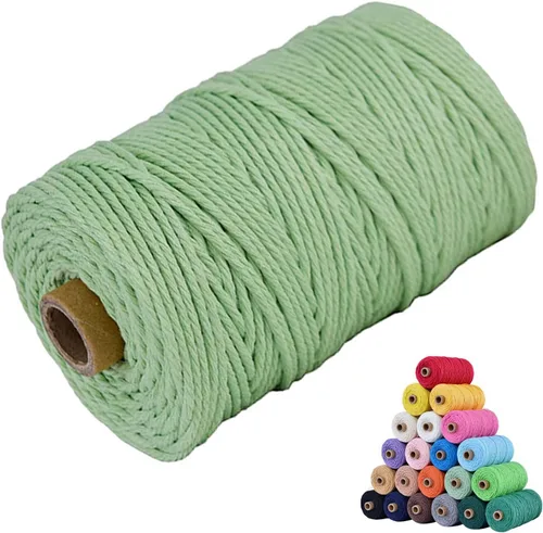 Miniatura 17 de Cuerda de algodón para macramé, de 0.11 pulgadas x 109 yardas, cuerda de macramé natural marrón, suministros perfectos de algodón para hacer