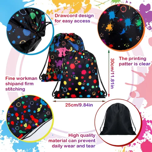 Miniatura 4 de Funtery 32 Bolsas con Cordón para Fiestas Brillantes, Favores de Fiesta Brillante, Bolsas de Dulces de Cumpleaños Neón para Adolescentes, Regalos