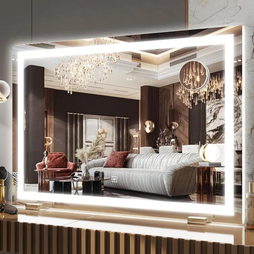 Miniatura 30 de FENNIO - Espejo de tocador con luces, espejo de maquillaje iluminado LED, pantalla táctil con 3 modos de iluminación, regulable, para mesa