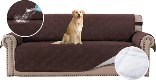 Miniatura 13 de H.VERSAILTEX Funda de sofá 100% impermeable, lavable, antideslizante, para 3 cojines, protector de muebles para mascotas, fundas de sofá