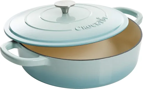 Miniatura 2 de Crock Pot Artisan - Cacerola de hierro fundido esmaltado con tapa, 5 cuartos de galón, azul aguamarina