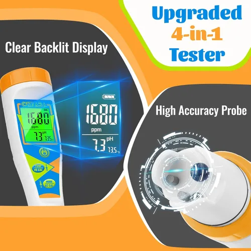 Miniatura 2 de Probador digital de pH para agua pH EC PPM medidor para nutrientes hidropónicos con solución de calibración 1413μs/cm pH conductividad TDS Medidor