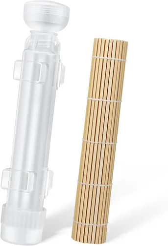 Kit de fabricación de sushi, rodillo de sushi mejorado de 11.8 pulgadas, kit de sushi para hacer sushi, sushi bazooka fácil de hacer, color blanco